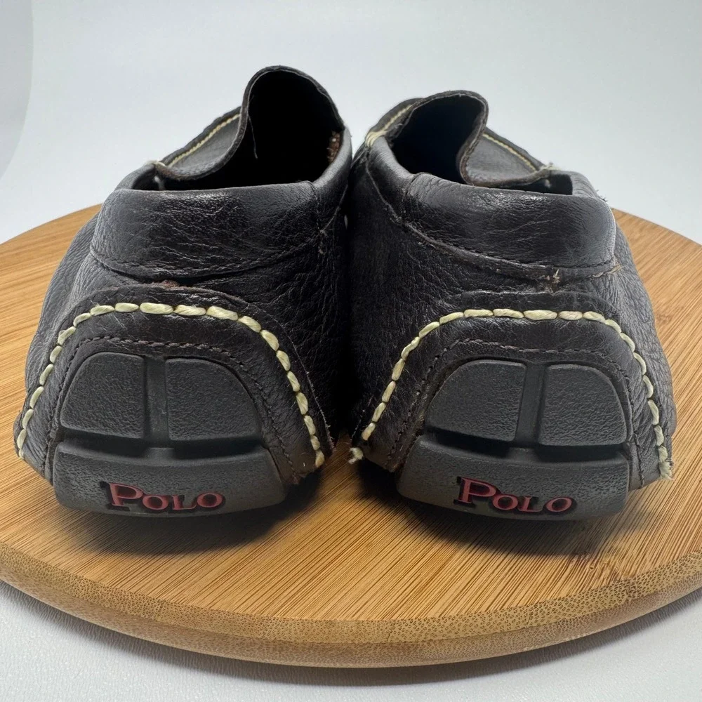 Polo Ralph Lauren Terence Mens 12D Brown Pebbled Leather Driver Loafers